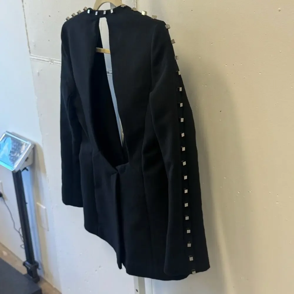 Alexander Wang Wool Blend Studded Gothic Blazer‎ Cutout Size 4 Black - Picture 6 of 13